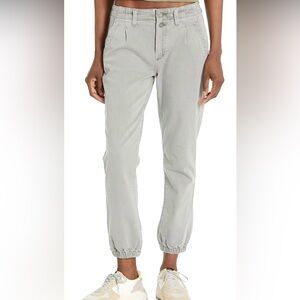 PAIGE Pleated Mayslie Mid Rise Jogger Exposed Double Button in Vintage Grey Haze